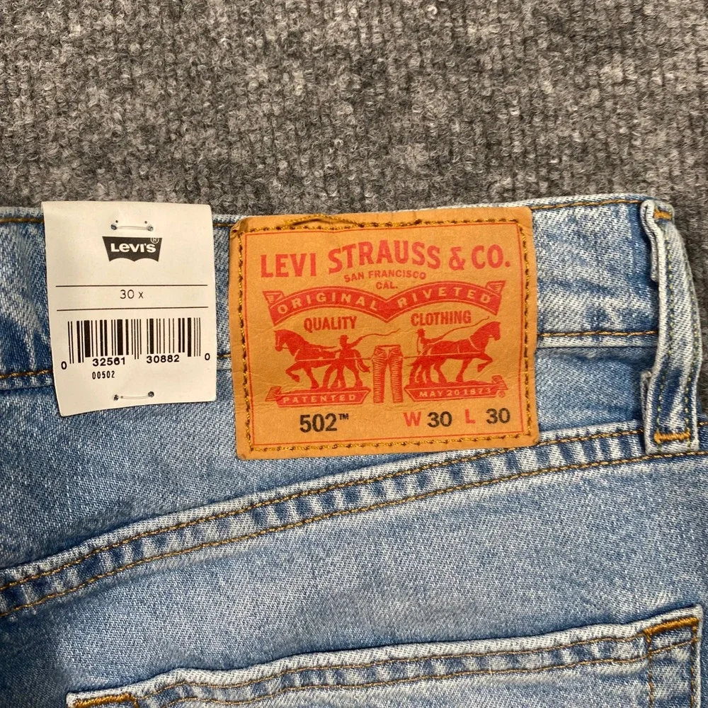 Levis 502 Regular Taper Mens Light Wash Flex Stretch Jeans 30x30 29507-1479